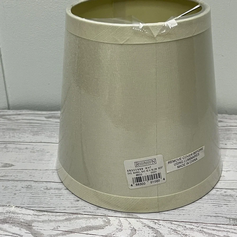 Restoration Hardware White Barrel Lamp Shade Clip On Size A NEW  Cream